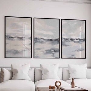 Landscape Abstract Art Gallery Wall Art Set of 3 Digital Prints Blue Art Prints Living Room Art Watercolor Prints Modern Wall Art Printable