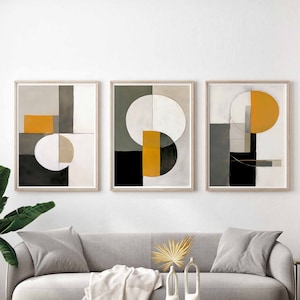 Modern Mid Century Decor Prints Printable Wall Art Set of 3 Abstract Geometric Art Print Digital Wall Decor Prints Abstract Neutral Wall Art