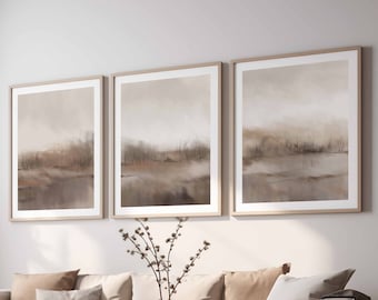 Modern Minimalist Art Prints Gallery Wall Art Set of 3 Beige Brown Wall Art Nordic Prints for Living Room Art Farmhouse Prints Printable Art