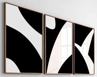 Minimalist Modern Simple Black White Wall Art Set Of 3 Abstract Art Prints Living Room Decor Home Decor Prints Wall Art Digital Download