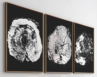 Tree Rings Print Set of 3 Prints Modern Abstract Art Tree Print Printable Pine Tree Anniversary Gift Wood Prints/Log Slice Farmhouse Decor