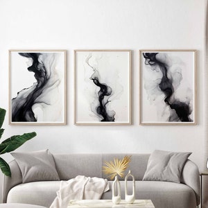 Modern Simple Minimal Gallery Wall Art Set of 3 Black and White Simple ...