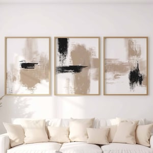 Abstract Office Art Set Of 3 Digital Prints Modern Minimalist Art Neutral Living Room Art Aesthetic Room Decor Printable Wall Art Beige Art