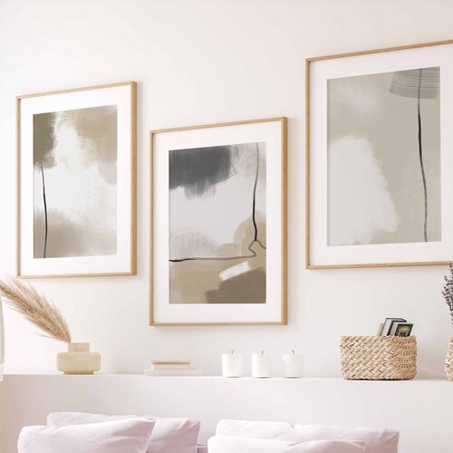Modern Neutral Abstract Gallery Wall Art Set of 3 Nordic Etsy