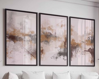 Abstract Neutral Wall Art Gallery Wall Art Set of 3 Modern Beige and Brown Prints for Living Room Art Bedroom Prints Nordic Prints Printable