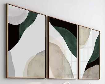 Sage Green Wall Art, Modern/Simple/Neutral/Minimal Gallery Wall Art Set Of 3 Abstract Prints, Minimalist Bedroom Decor Digital Printable