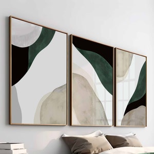 Sage Green Wall Art, Modern/Simple/Neutral/Minimal Gallery Wall Art Set Of 3 Abstract Prints, Minimalist Bedroom Decor Digital Printable