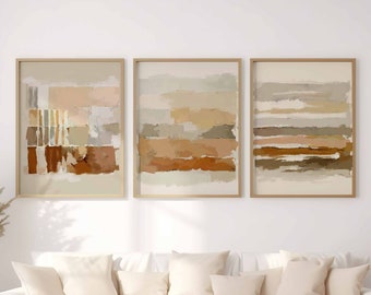 Modern Neutral Abstract Gallery Wall Art Set of 3 Beige Earth Tone Nordic Prints Modern Abstract Art Farmhouse Decor Digital Print Download