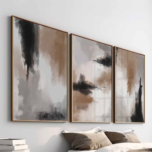 Abstract Wall Art Neutral Earth Tone Modern Set Of 3 Nordic Prints Abstract Art Brush Strokes Modern Bedroom Decor Printable Home Decor