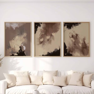 Neutral/Modern/Simple Gallery Wall Art Set of 3 Beige Nordic Prints Bedroom Abstract Art Minimal Brush Stroke Boho Farmhouse Decor Printable