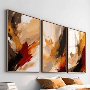Set di 3 stampe da parete in terracotta, stampe color arancione bruciato, set da parete per galleria astratta, set da parete con toni della terra, set di poster per camera da letto, arte da parete stampabile