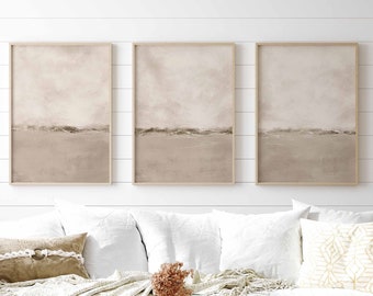 Neutral Minimal Beige Gallery Wall Art Set of 3 Abstract Art Nordic Prints Simple Abstract Art Modern Minimalist Bedroom Decor, Printable