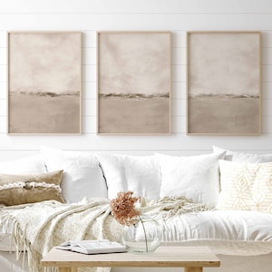 Neutral Minimal Beige Gallery Wall Art Set of 3 Abstract Art Nordic Prints Simple Abstract Art Modern Minimalist Bedroom Decor, Printable