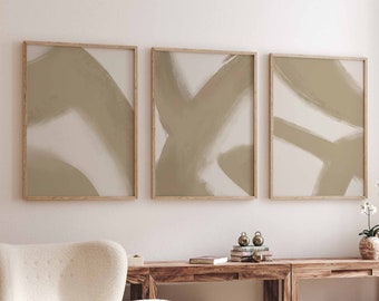 3er Set Druckbare Wand Kunst Beige Weiß Abstrakte Malerei Moderne Schlafzimmer Kunst Wohnzimmer Drucke Minimalistische Galerie Kunst Digitaler Download
