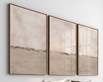 Minimalist Neutral Abstract printable wall art Set of 3, Beige abstract prints, Modern Neutral gallery wall, Minimal Bedroom Decor Japandi