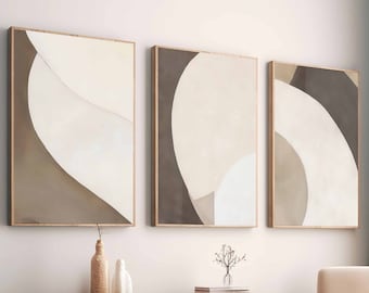 Neutral Abstract Painting Set of 3 Neutral Beige Brown Abstract Art Printable Modern Nordic Prints Beige Minimalist Art Modern Abstract Art