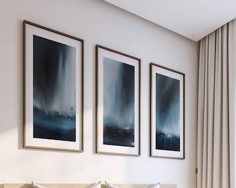 Blue Wall Art Minimalist Gallery Wall Art Set of 3 Office Wall Art Apartment Decor Aesthetic Prints Printable Digital Art Contemporary Art