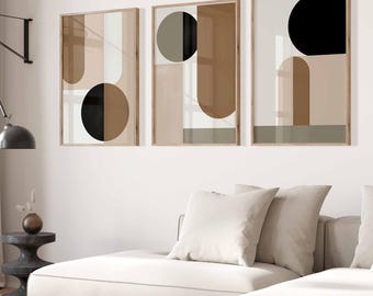 Mid Century Art Prints 3er Set Neutrale moderne Wand Kunst Dekor minimalistische digitale Prints Boho Style Kunstdrucke Wohnzimmer druckbar