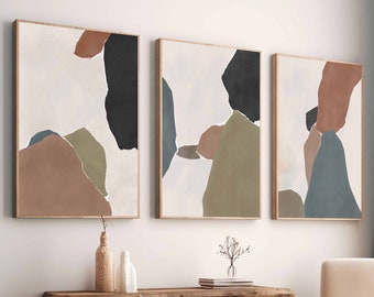 Abstract Geometric Wall Art Colorful Prints Printable Set of 3 Digital Prints Neutral Nordic Prints Modern Minimal Art Living Room Art