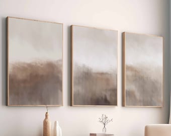 Moderne Minimal Neutral Gallery Wall Art Set de 3 Beige Brown Abstract Art Farmhouse Decor Chambre Wall Art, Living Room Art Printable