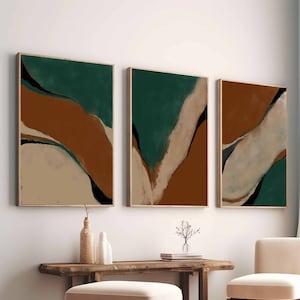 Druckbare Wandkunst Erdfarben Wandkunst Schlafzimmer Wandkunst Minimalistische 3-teilige Wandkunst, Rost Poster Set Terrakotta Kunstdrucke modern