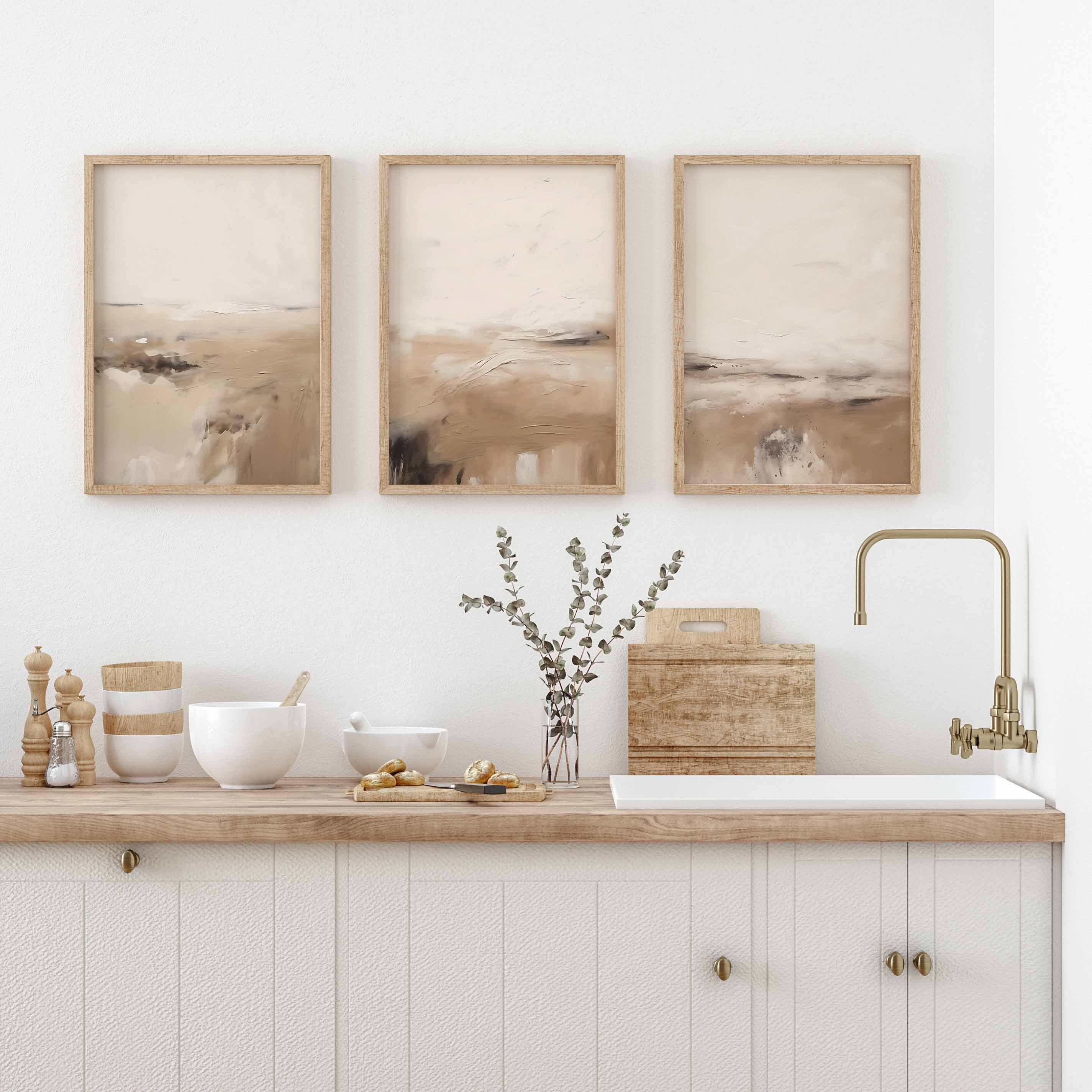 Modern Abstract Art Prints Set of 3 Printable Wall Art Beige Brown Wall ...