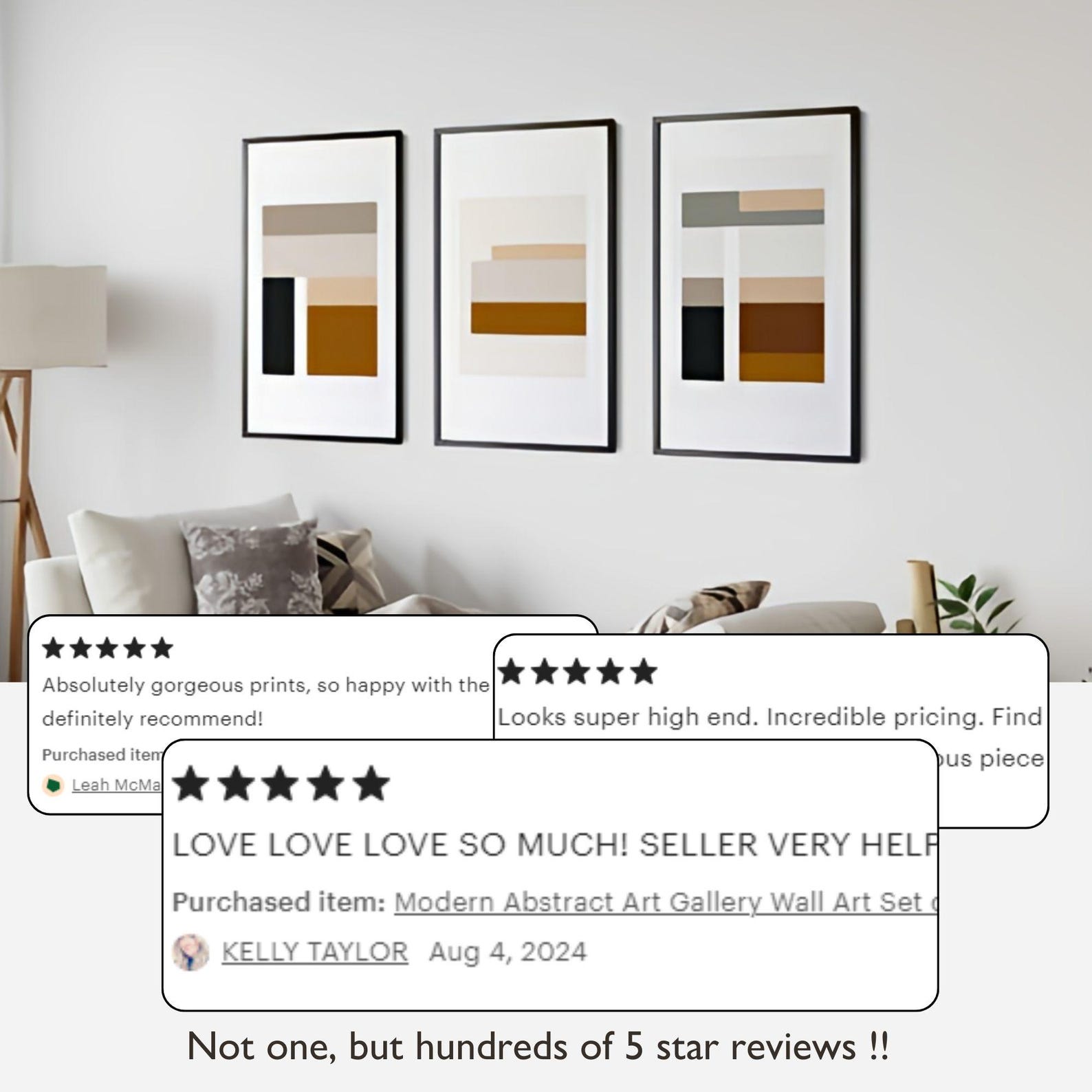 Modern Minimalist Geometric Wall Art Set of 3 Neutral Tone Abstract Art ...