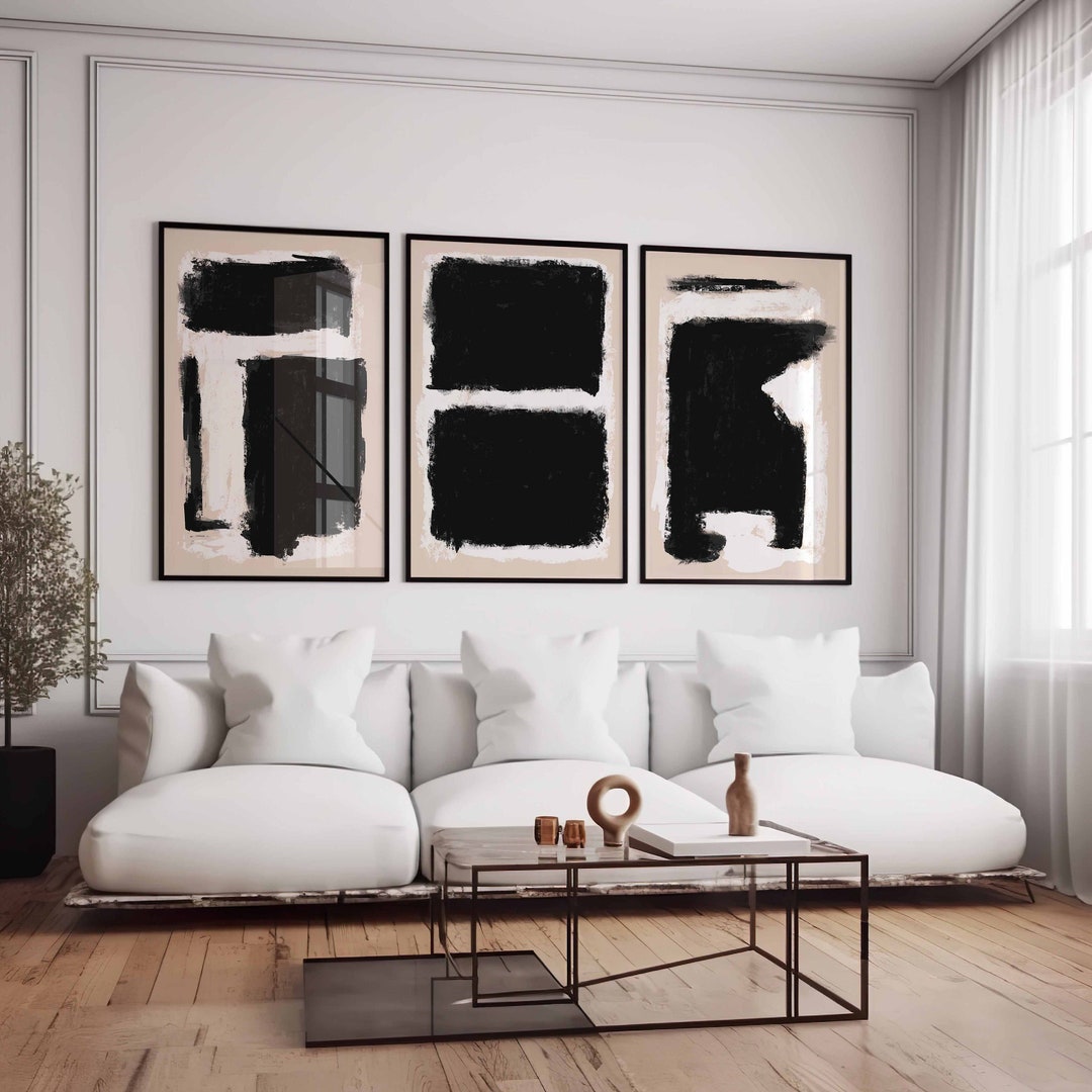 Modern Minimal Print Gallery Art Set of 3 Printable Wall Art Black ...