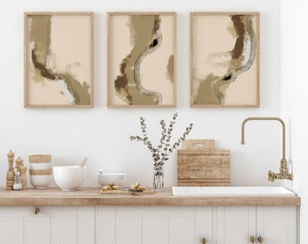 Modern Neutral Art Gallery Wall Art Set of 3 Digital Prints Printable Wall Art for Bedroom Print Set Farmhouse Prints Beige Wall Art Print