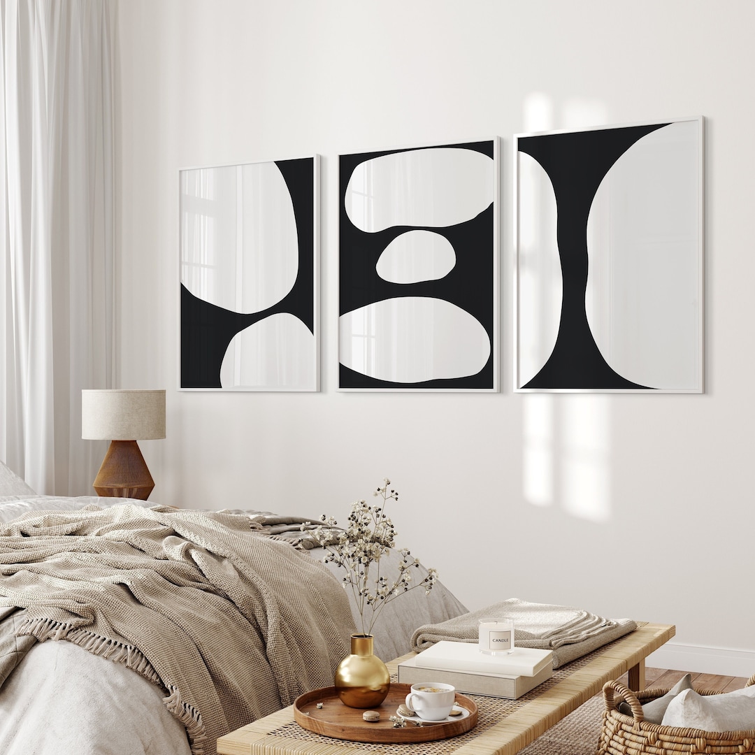 Modern Minimalist Black and White Wall Art Set of 3 Prints - Etsy