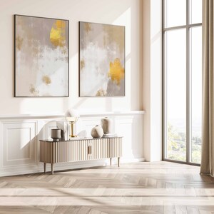 Minimalist Beige Gold Wall Art, Set of 3 Modern Neutral Prints, Large ...