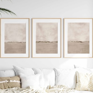 Minimalist Neutral Abstract Printable Wall Art Set of 3, Beige Abstract ...
