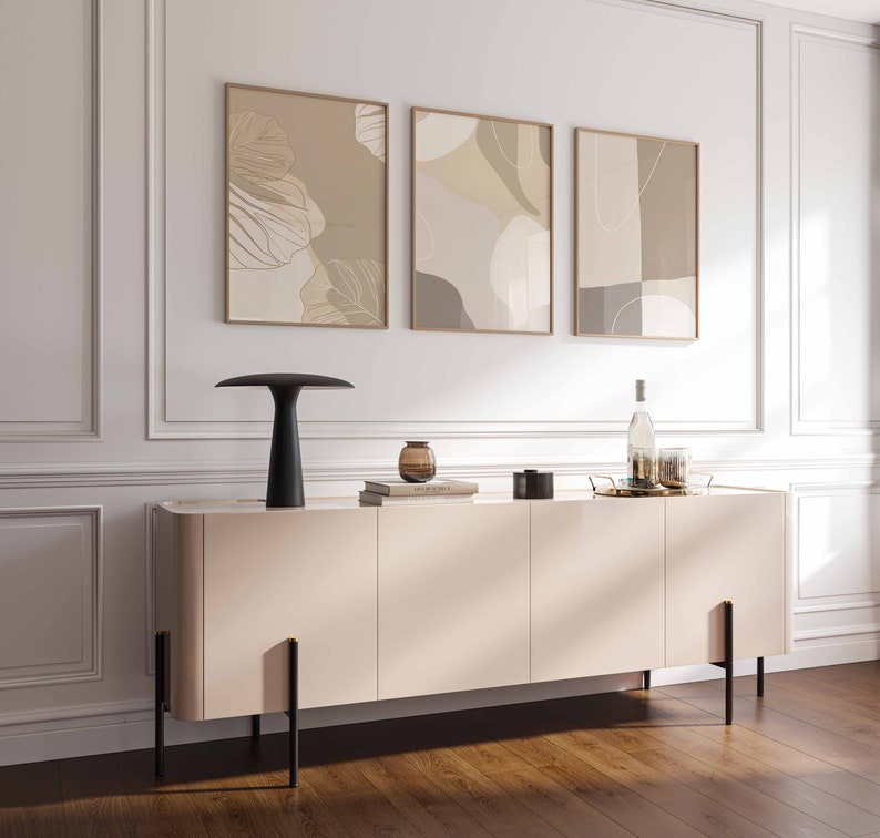 Beige Neutral Gallery Wall Art Print Set of 3 Abstract Posters Abstract ...