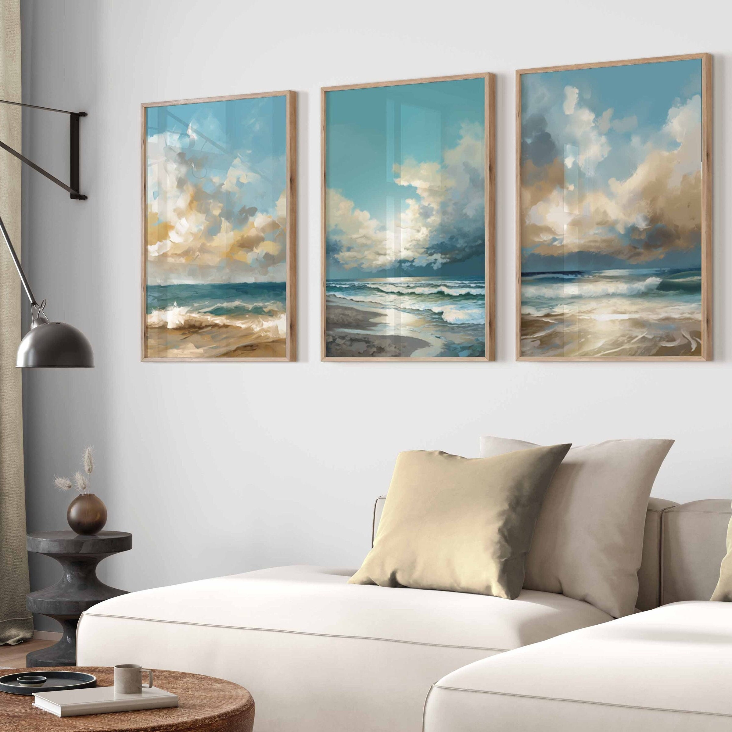 Coastal Beach Wall Art Set of 3 Digital Prints Ocean Prints Coastal Prints Printable Art Sea Print Blue Wall Art Coastal Decor Seascape Art
