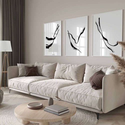 Modern Simple Minimal Gallery Wall Art Set of 3 Black and - Etsy