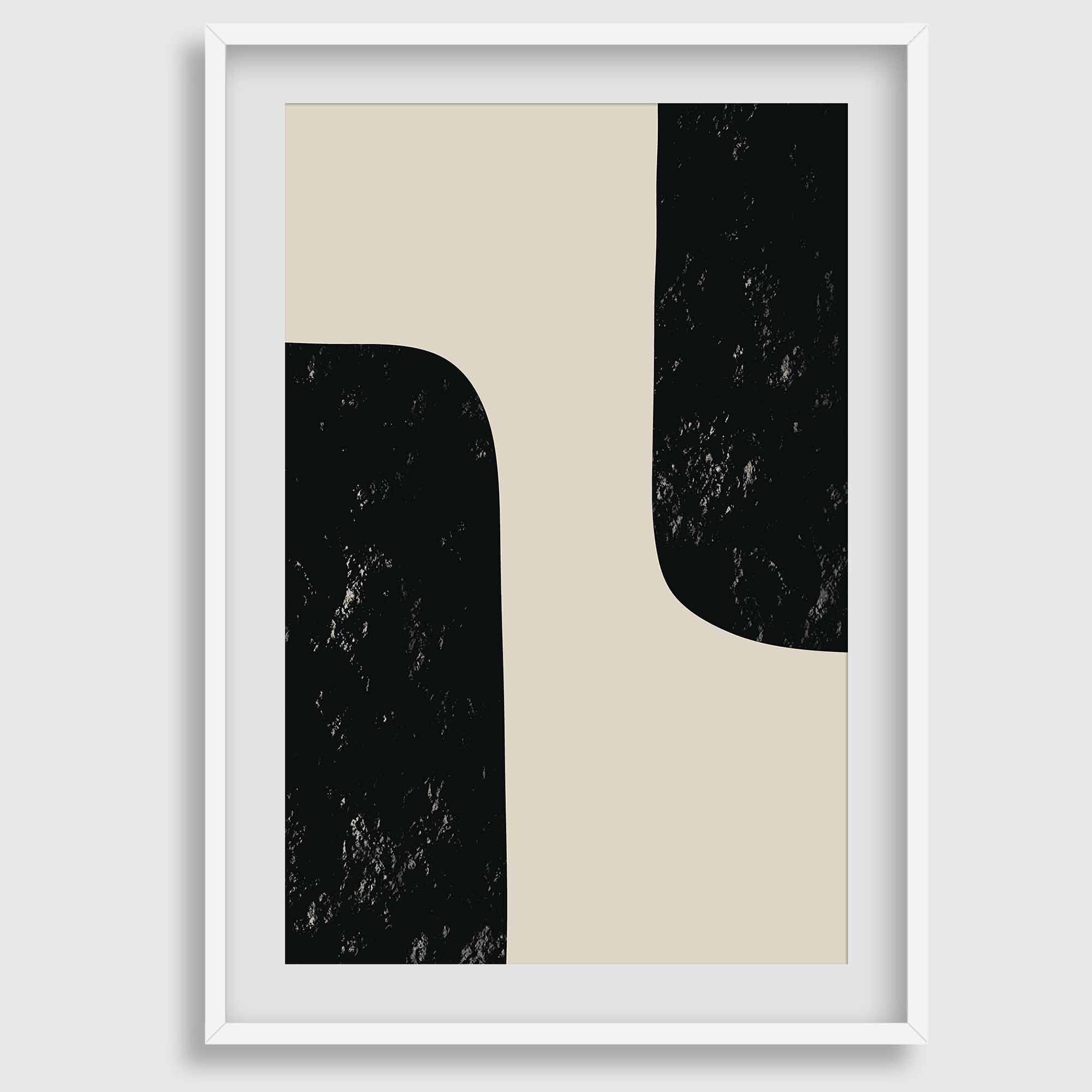 Printable Mid Century Modern Abstract Black Beige Wall Art Set - Etsy
