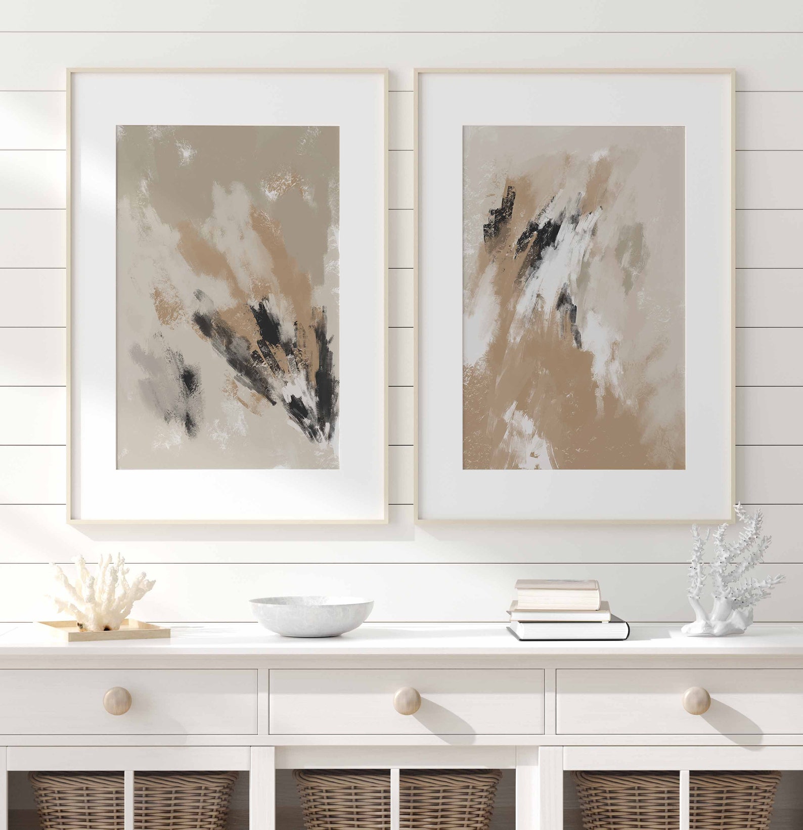 Abstract Art Print Modern Neutral Printable Wall Art Set of 2 Poster ...
