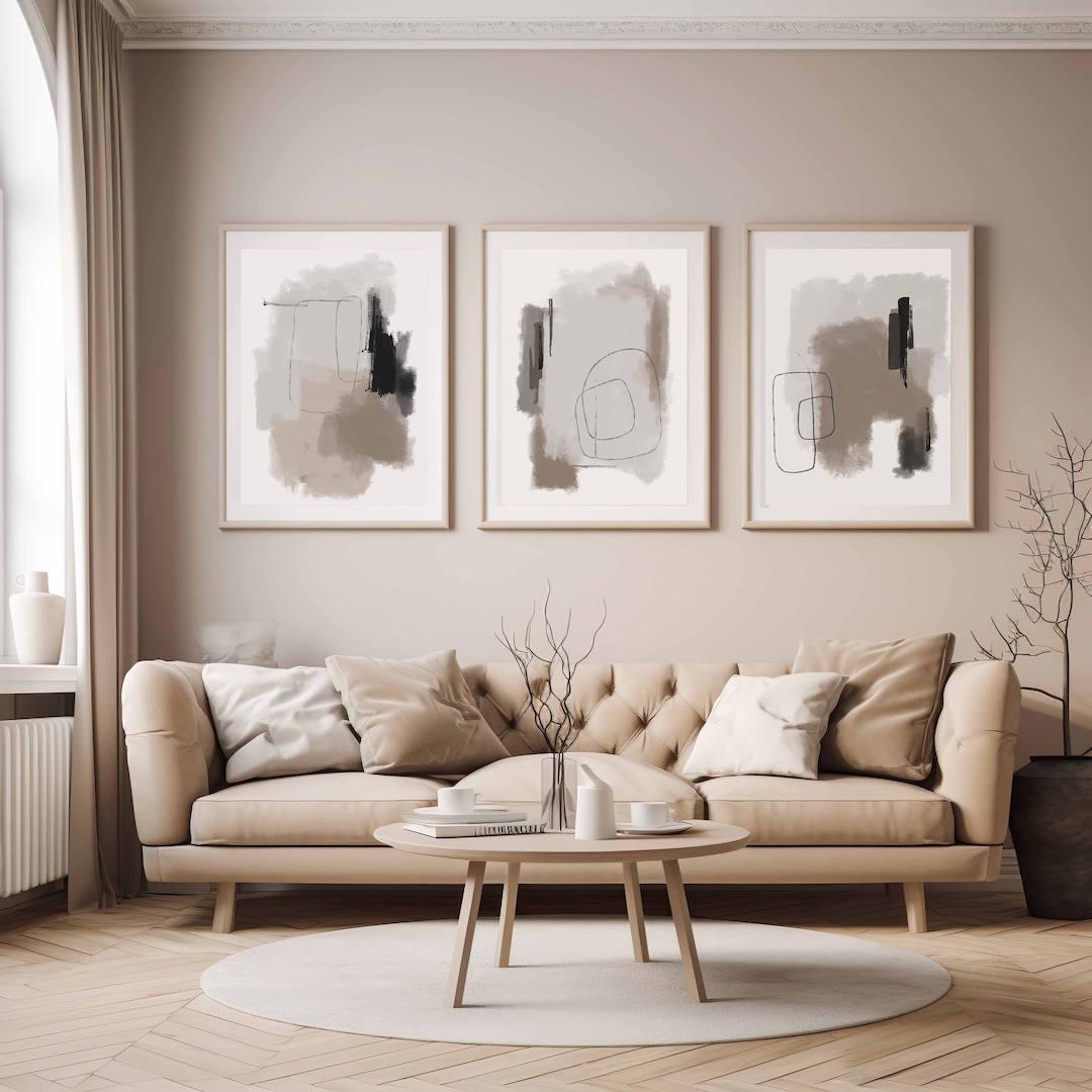 Set of 3 Printable Wall Art Nordic Prints Living Room Wall Art Black ...