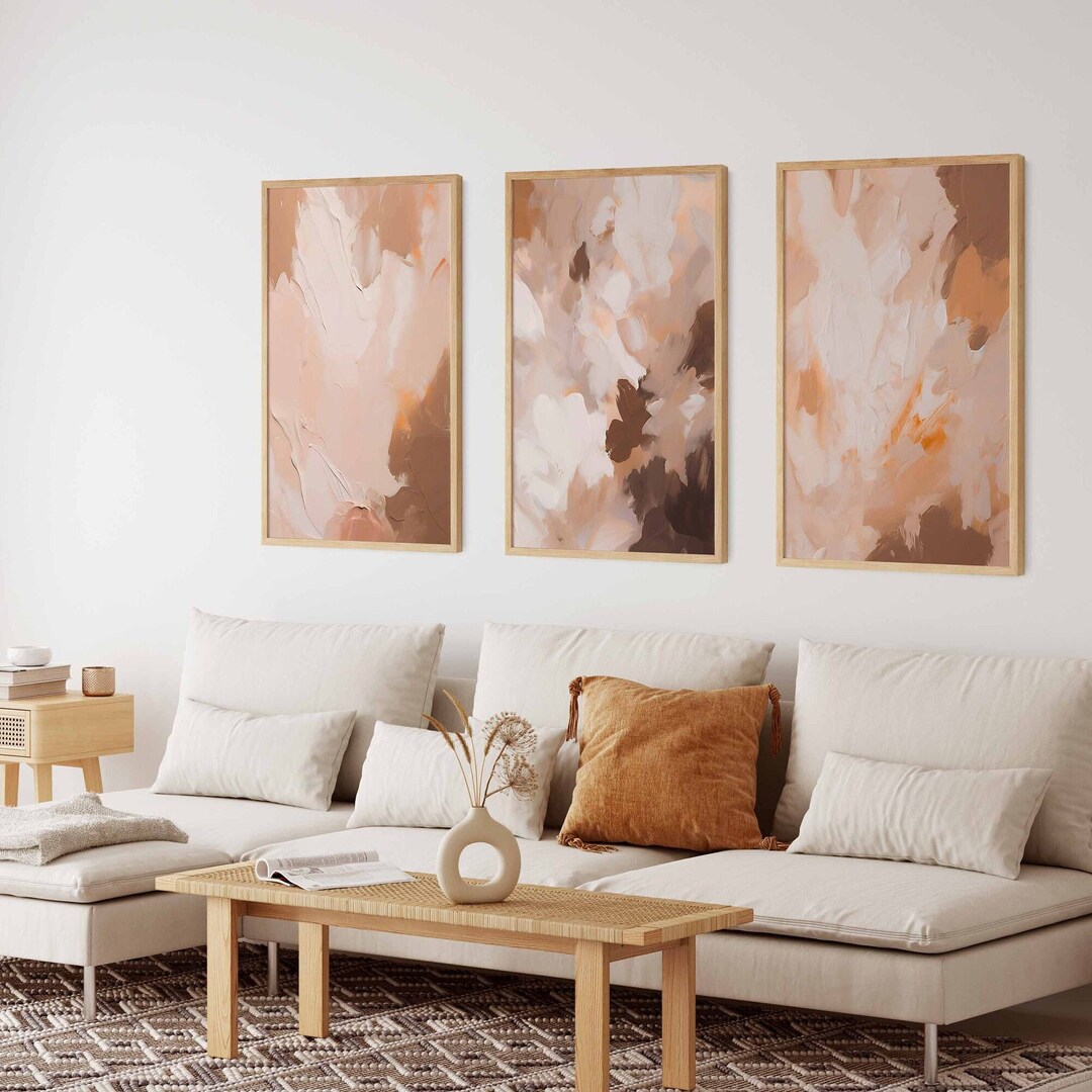 Abstract Neutral Gallery Wall Art Set of 3 Modern Art Prints Abstract ...