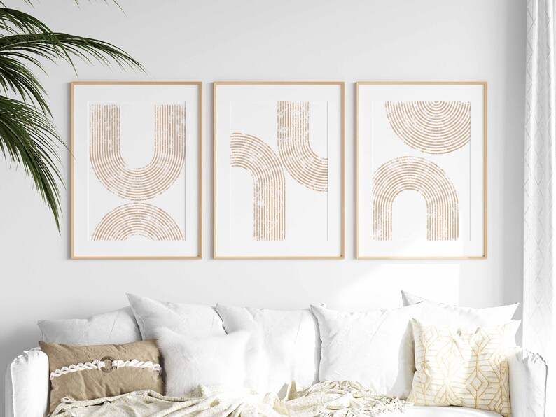 Modern Mid Century Wall Art Set of 3 Boho Arch Decor Modern Neutral ...