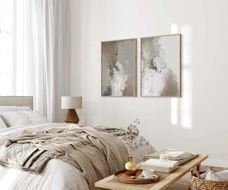 Neutral Printable Gallery Wall Art Set of 3 Beige Tan Abstract Posters ...