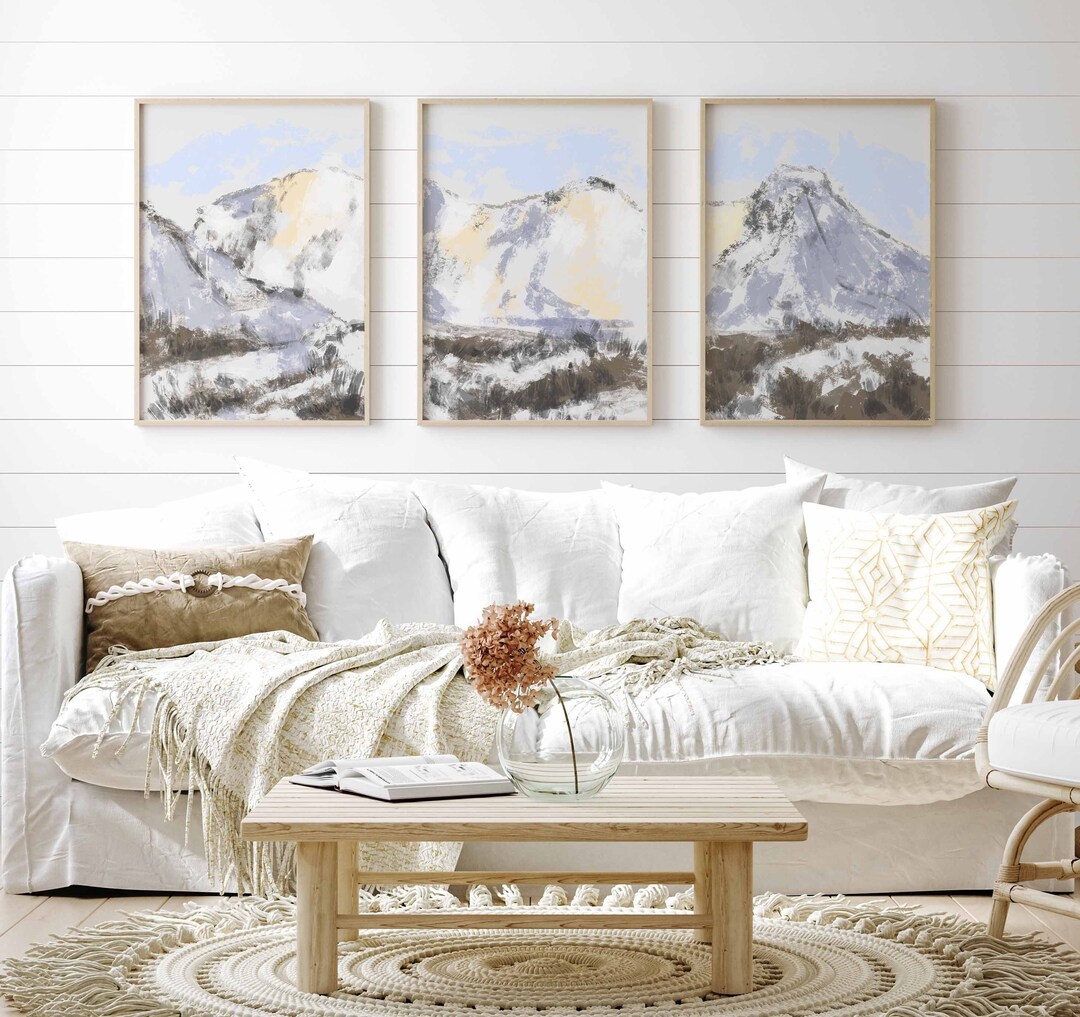 Abstract Landscape Mountain Wall Art Printable Set of 3 Digital Prints ...