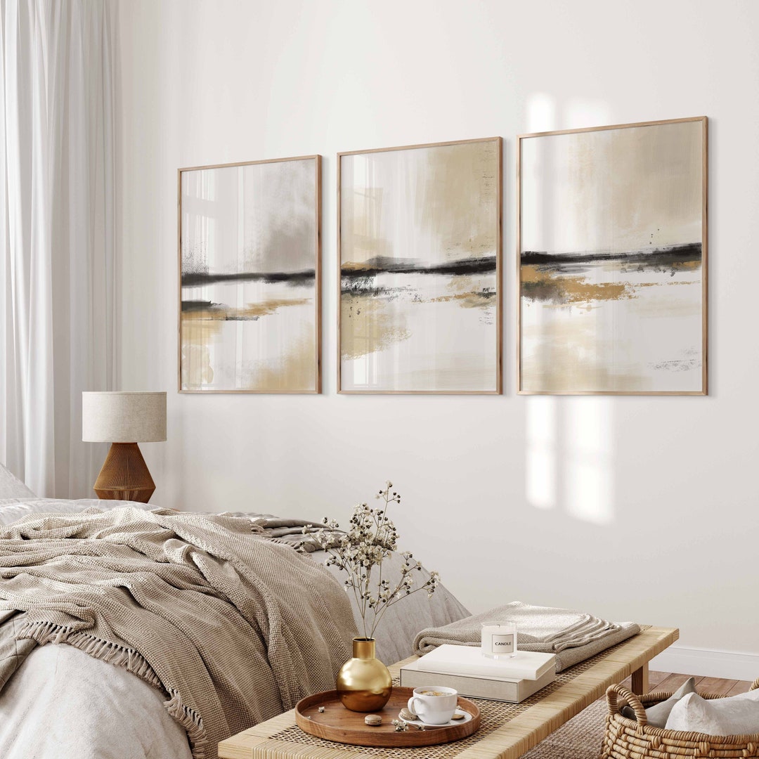 Modern Neutral Abstract Printable Wall Art Set of 3 Landscape - Etsy