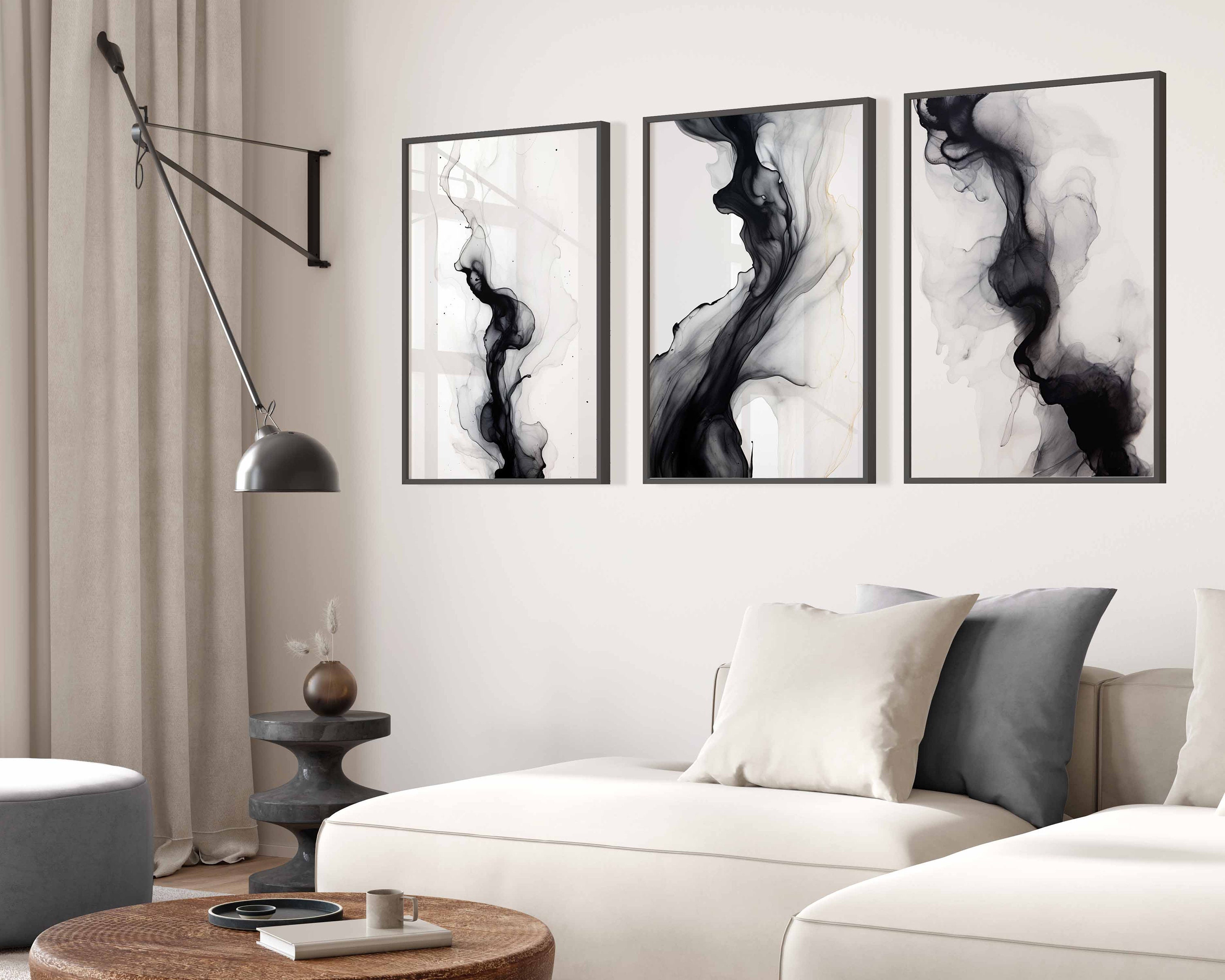 Modern Simple Minimal Gallery Wall Art Set of 3 Black and White Simple ...