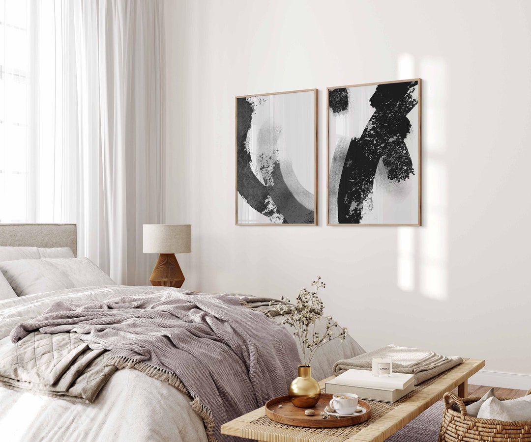 Black and White Abstract Printable Wall Art Set of 2, Modern 2 Piece ...
