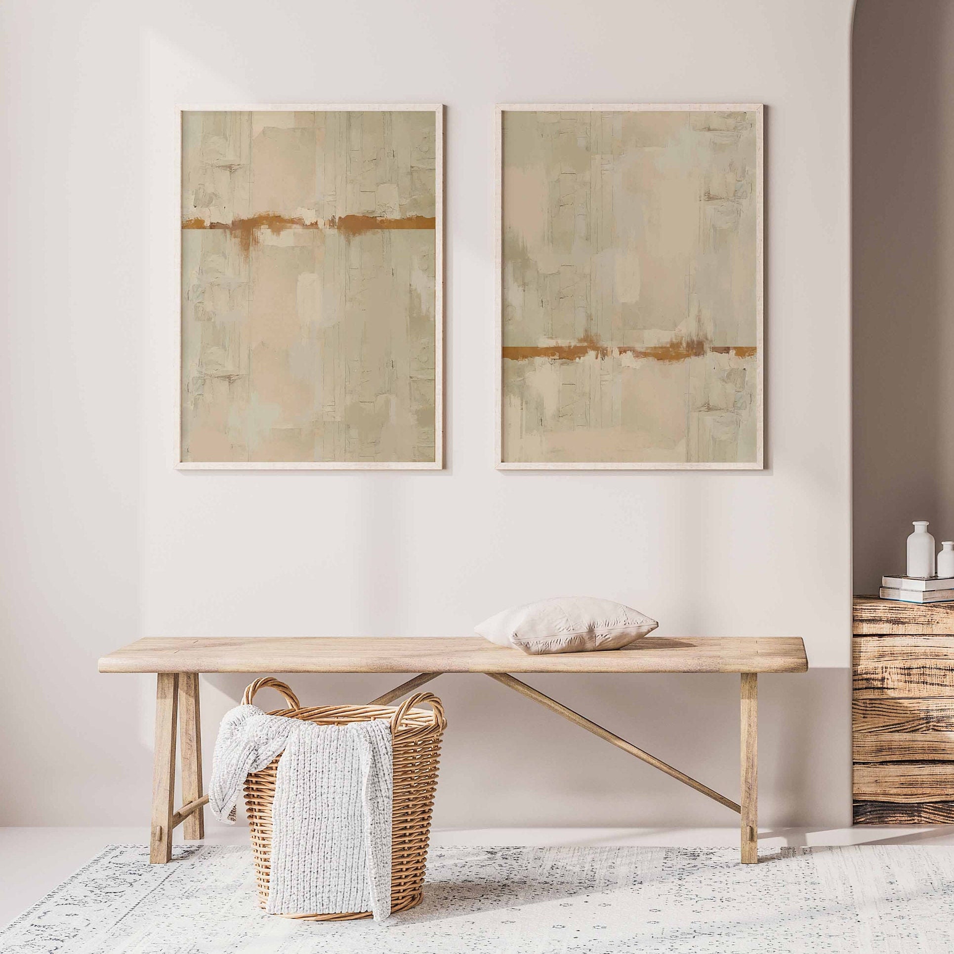 Beige Neutral Printable Abstract Gallery Wall Art Set of 2 Minimalist ...