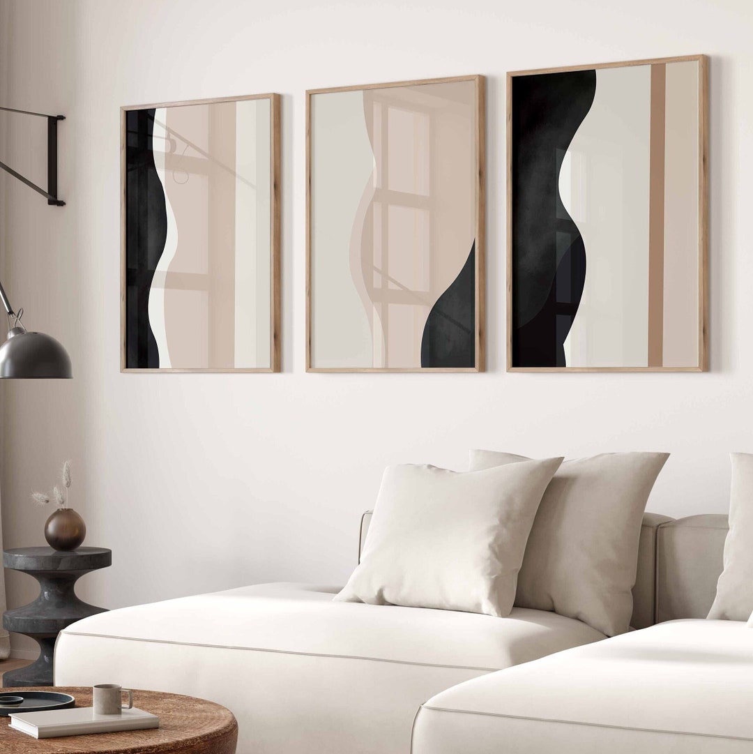 Beige Art Prints Modern Minimal Art Gallery Wall Set of 3 Abstract Art ...