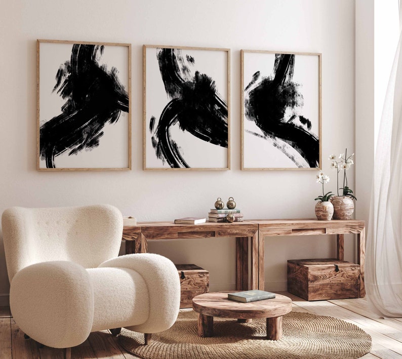 Bedroom Wall Art Black and White Wall Art 3 Piece Art Etsy