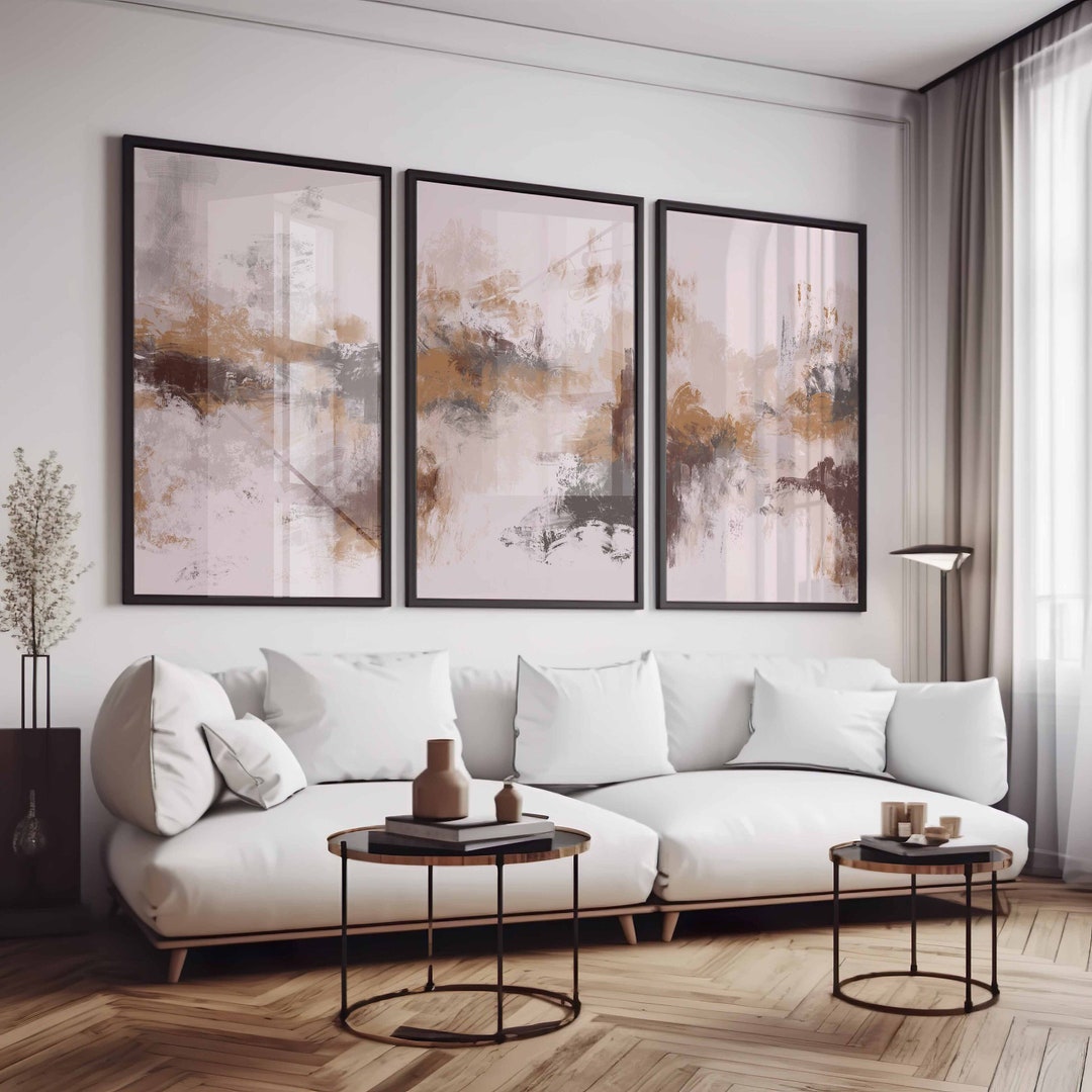 Abstract Neutral Wall Art Gallery Wall Art Set of 3 Modern Beige and ...