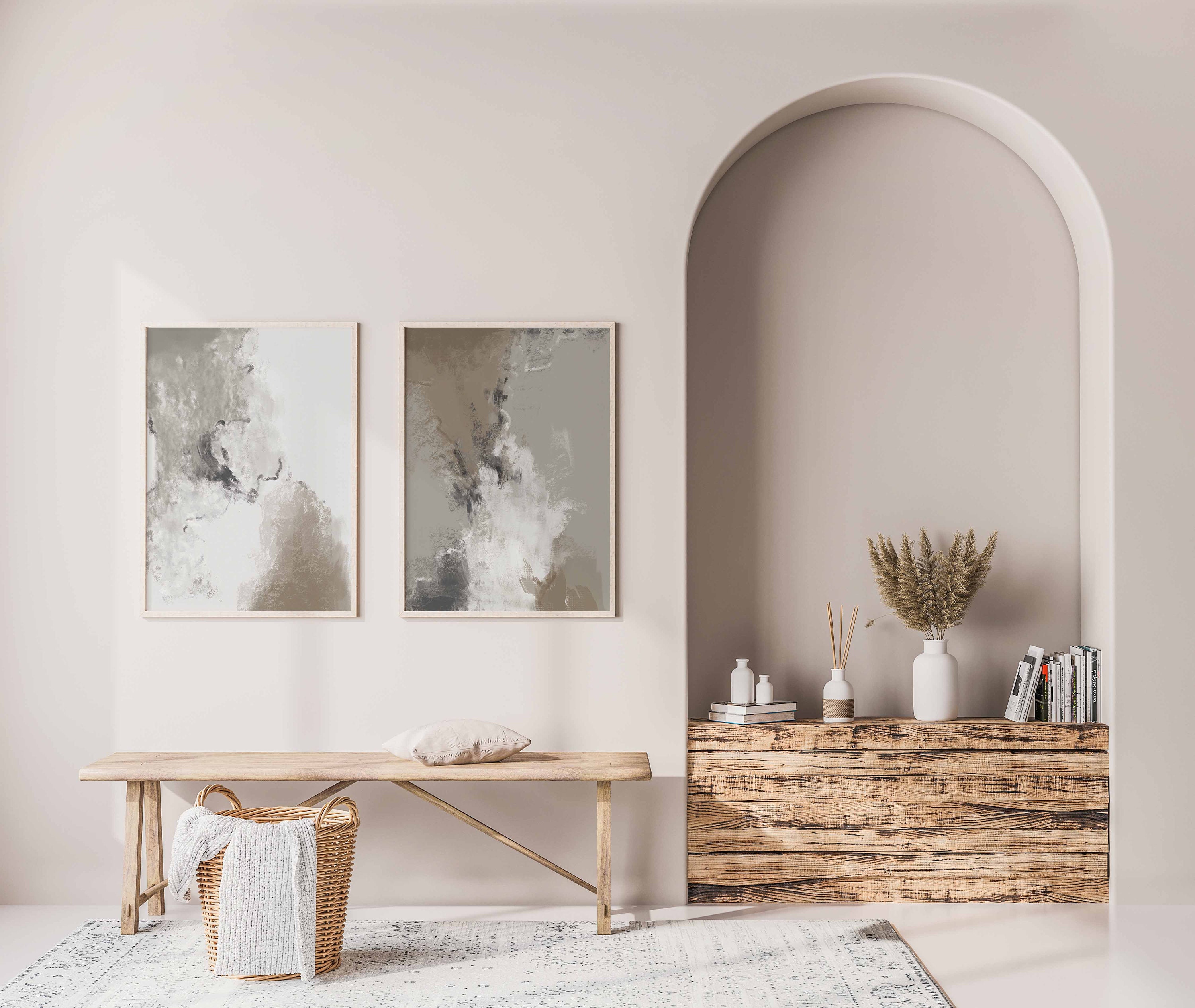Neutral Printable Gallery Wall Art Set of 3 Beige Tan Abstract Posters ...